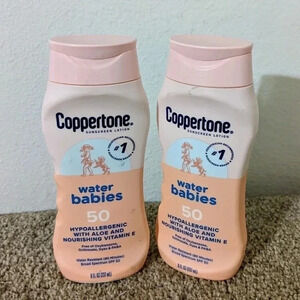 2PK Coppertone Water Babies Sunscreen‎ Lotion SPF 50, 8 Fl Oz
